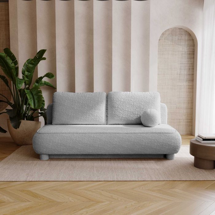 Wygodna Sofa Kanapa ABRIGO Rozkładana Funkcja Spania Pojemnik BOUCLE