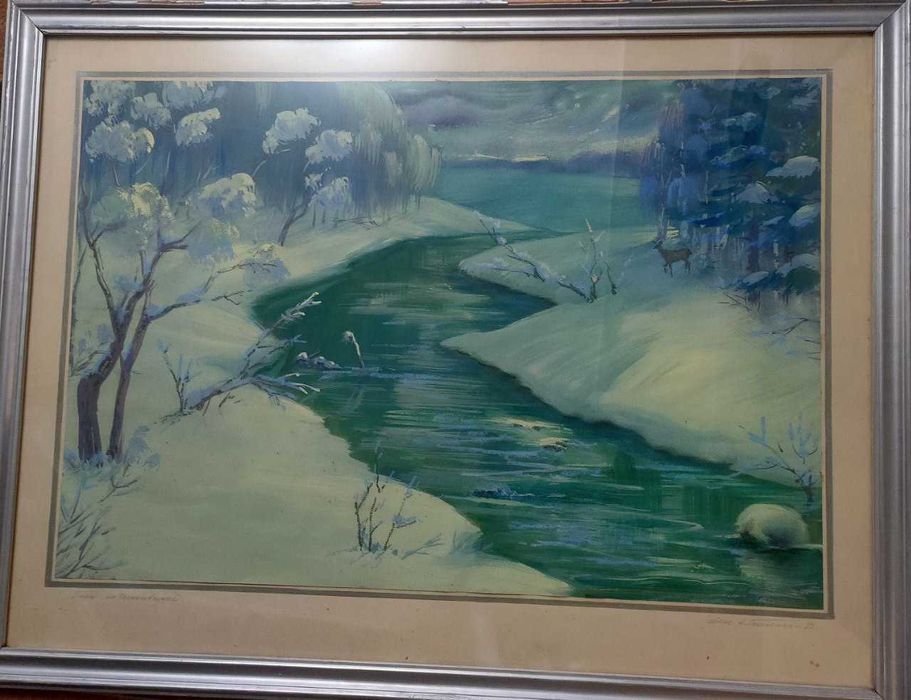 Картина " Зима", живопис, гуаш, 50 на 70. Автор Покосенко О.Д.