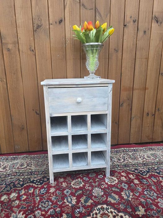 Drewniana szafka na wino z szufladą #2514 Stylowy Węgrów