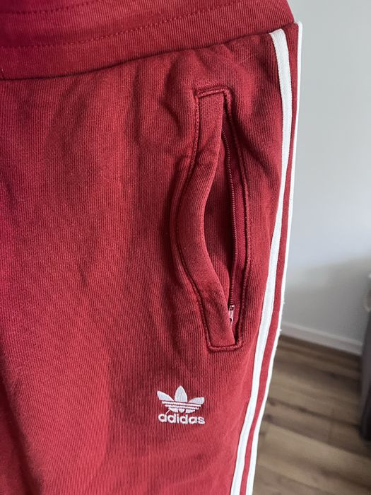 Spodnie dresy bordowe /czerwone adidas S