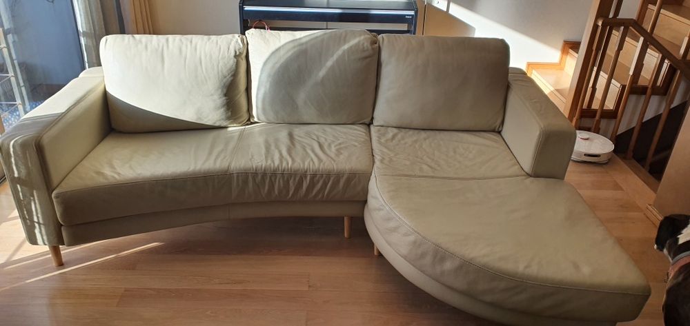 Sofá em pele genuína chaise longue em ótimo estado