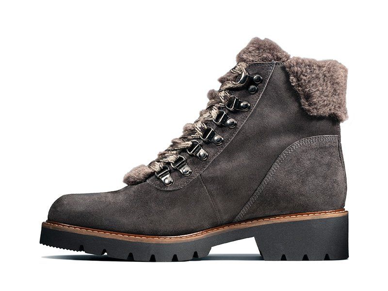 Clarks Botki damskie - Velma Hiker - r 39,5 - ciemnoszare, zamszowe