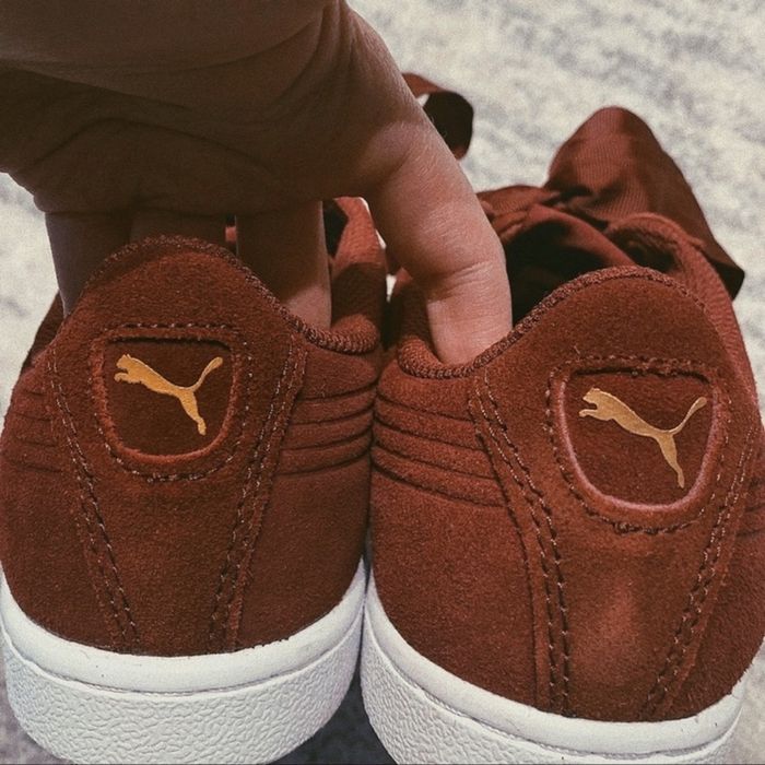 buty puma adidasy burgundowe bordowe czerwone kokardy kokardki Rihanna