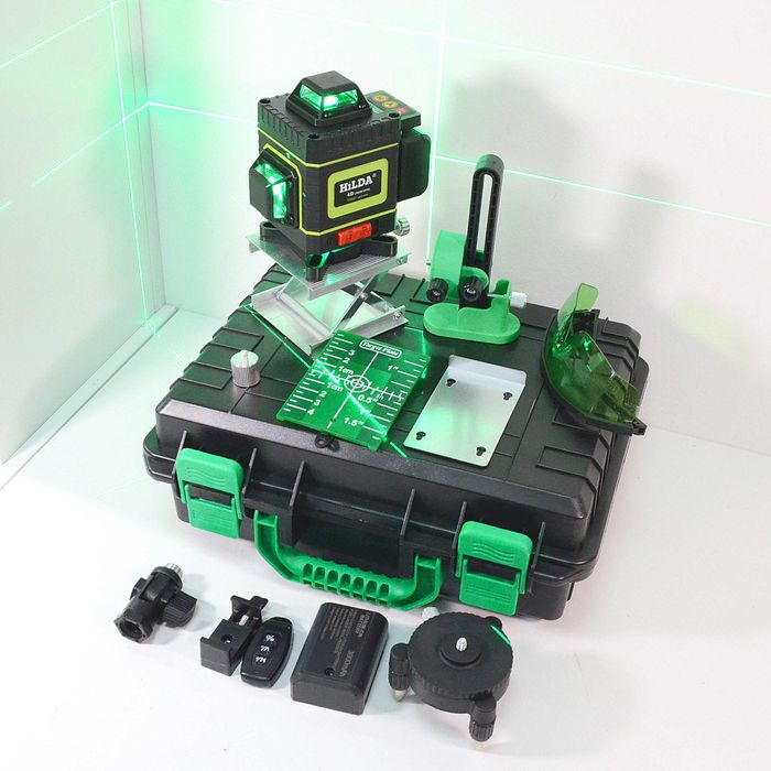 Лазерний рівень Hilda 4d на 16 ліній, нівелір в пластиковому кейсі