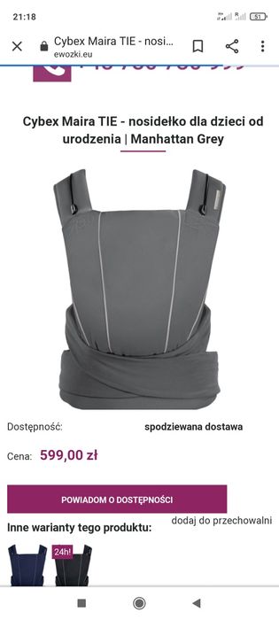 Okazja ! Nosidło/ nosidełko firmy cybex maira tie