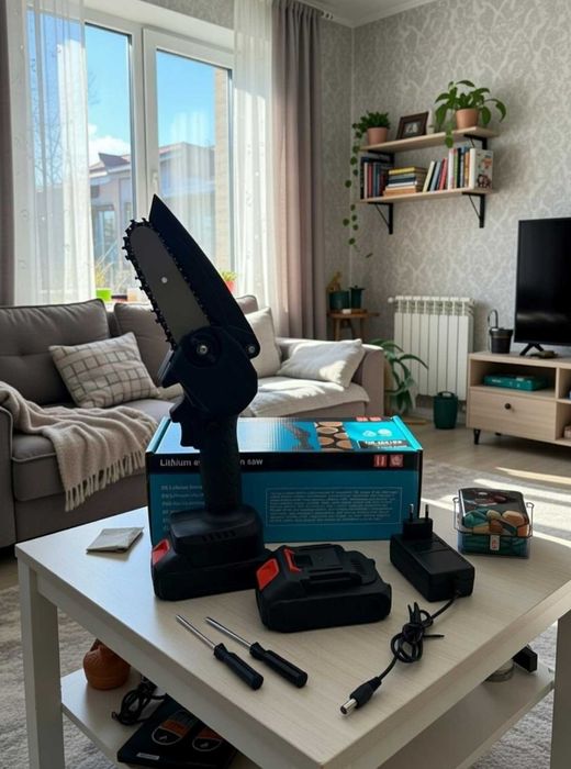 Електропила ланцюгова 24В з 2 акумуляторами для обрізки