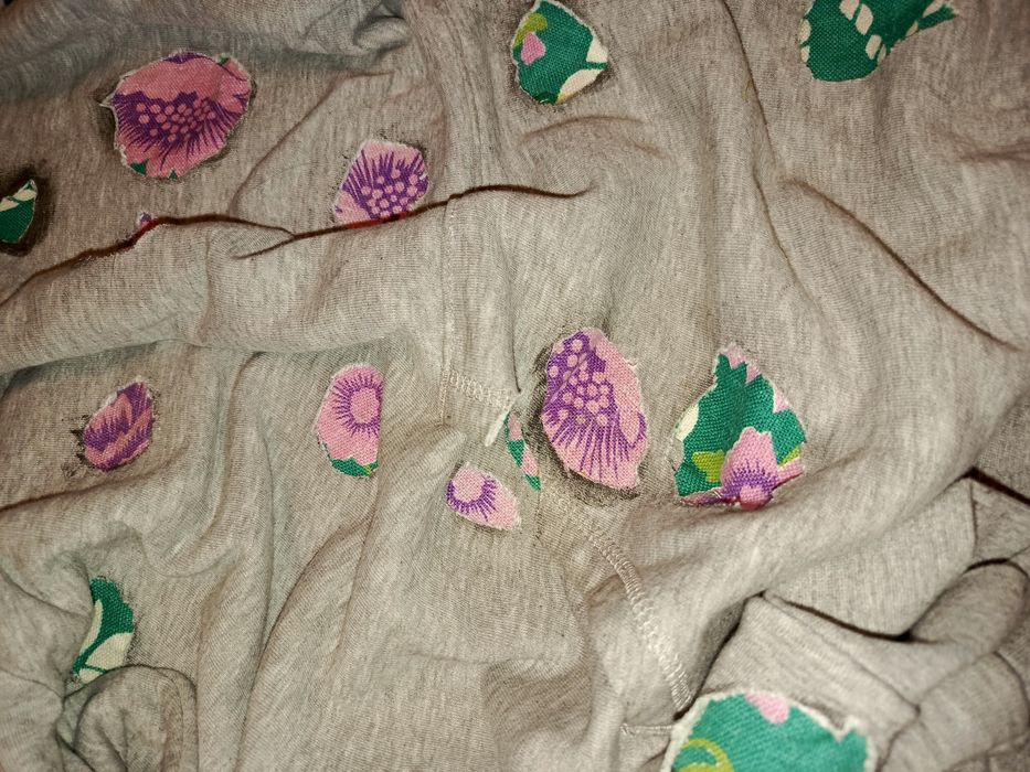 Hoodie popielata melange kaptur kangur ręcznie wykonana