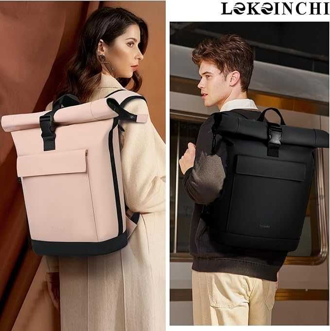 Rolltop elegancki plecak na rower, wodoszczelny różowy