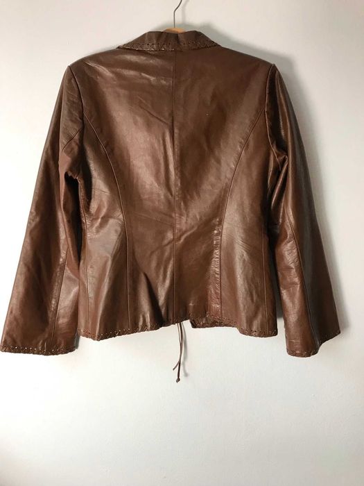 Hennes for H&M brązowa kurtka skórzana 40 l 12 skóra cielęca