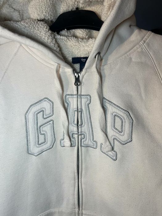 Біле утеплене зіп худі Gap | Байкове худі Gap | Тепла кофта/зірка Gap