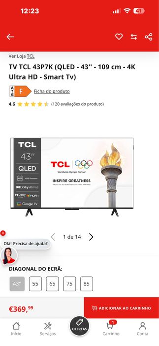 TV TCL 43P7K (QLED - 43'' - 4K Ultra HD - Smart Tv)