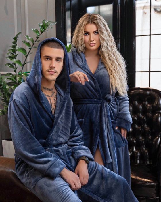 Халат чоловічий / жіночий махровий . Теплі халати однотонні