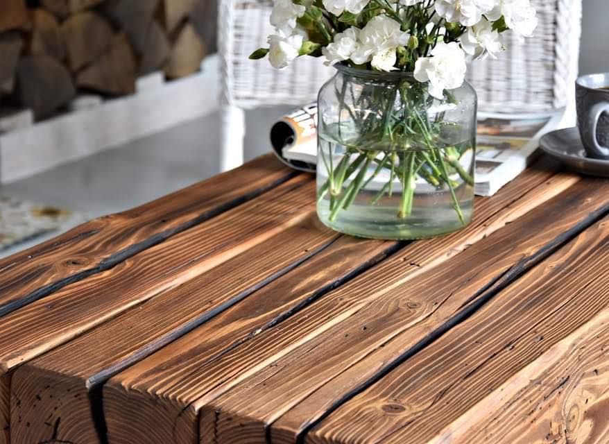 Stolik rustykalny Ława ze  starego drewna, starych bali stare belki