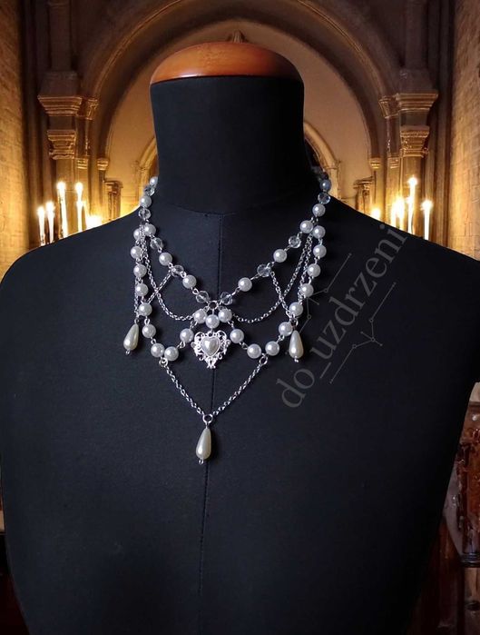 naszyjnik kolia perły perełki retro vintage coquette lolita goth