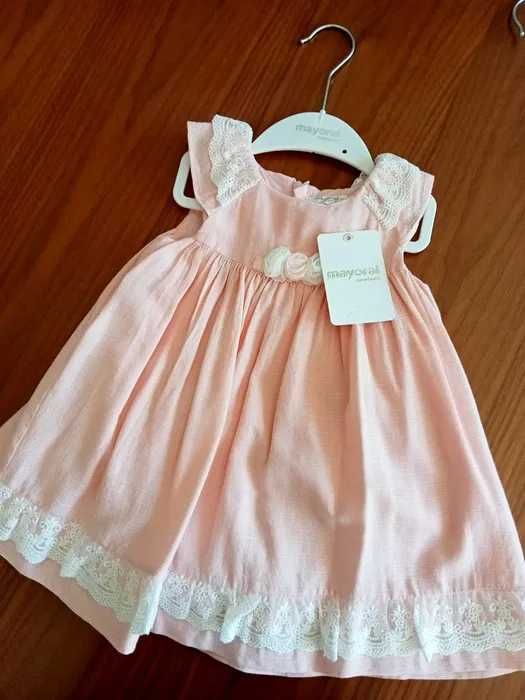 Vestido cerimónia batizado mayoral NOVO cor rosa e branco