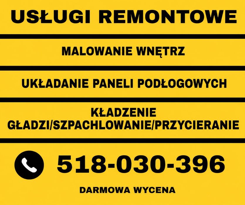 Usługi remontowe /malowanie wnętrz/układanie paneli/szpachlowanie