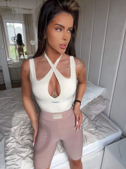 Body damskie La Manuel Cross czarne beżowe biale XS S M L