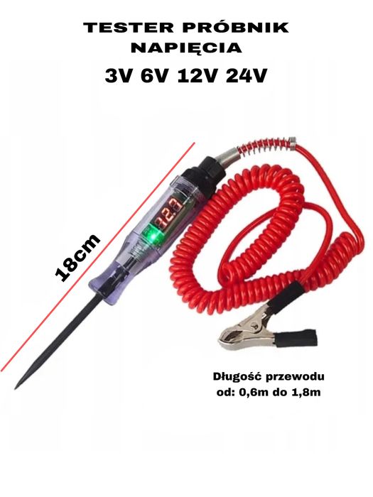 Tester próbnik napięcia prądu probówka 3V - 6V  - 12V - 24V