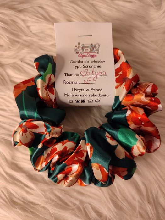 Scrunchie do włosów rozm L Satyna