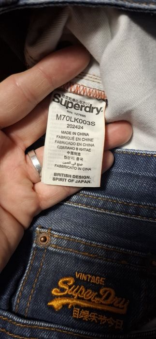 Superdry spodenki jeansowe męskie, szorty, logo, dżinsowe premium