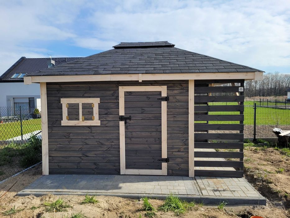 • • • • Domek narzędziowy • • • • BARTEK 3x4 m z drewutnią  DREWNOTRIK