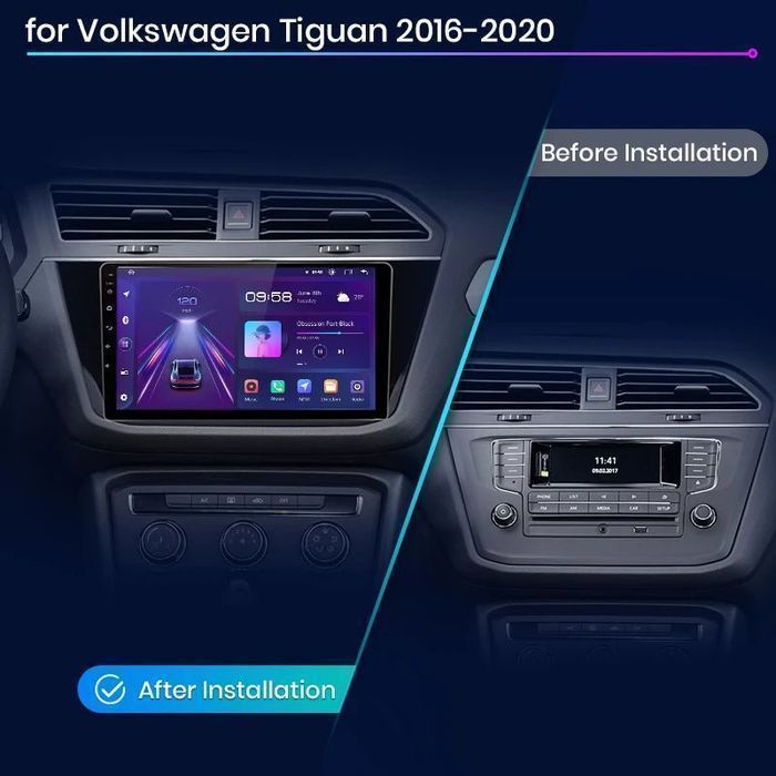 VW Tiguan 2016–2020 – Radio Android 15 10" CarPlay Android Auto 2GB/64GB GPS Nawigacja Stacja Multimedialna WiFi Bluetooth DSP PL