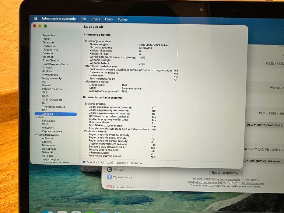 laptop Macbook air m1 8gb 256GB
