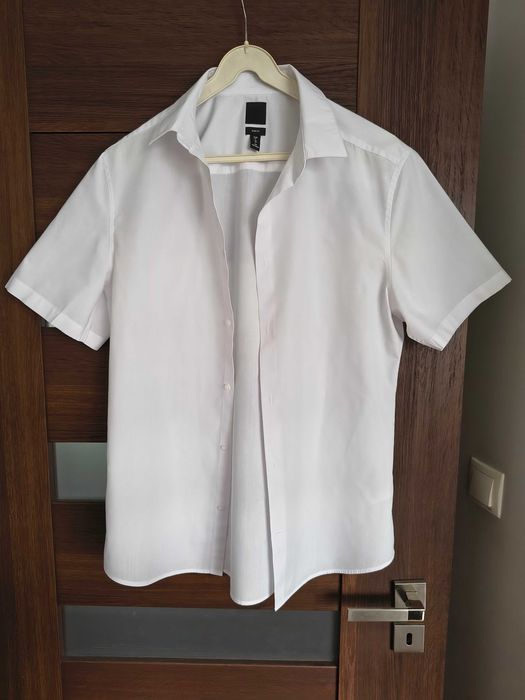 Biała koszula z krótkim rękawem H&M, slim fit, rozm. M