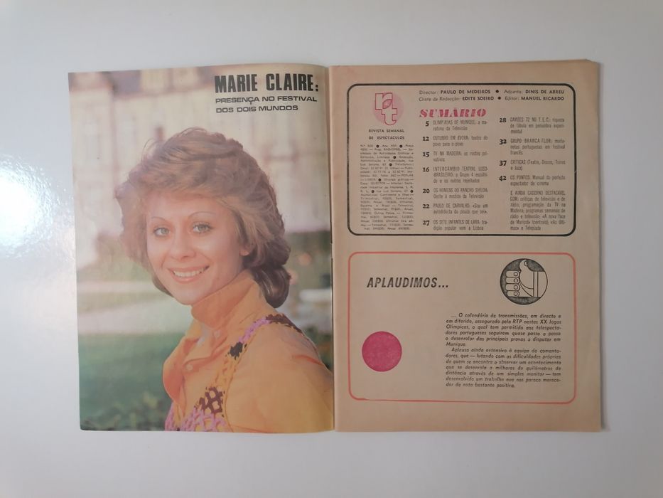 Revista R & T, Rádio e Televisão, com o número 826 de 9 Setembro 1972