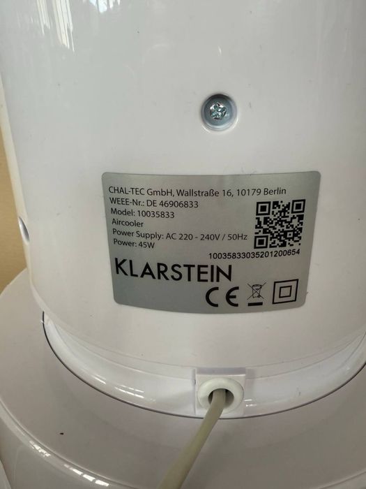 Вентилятор охолоджувач башта Klarstein з пультом