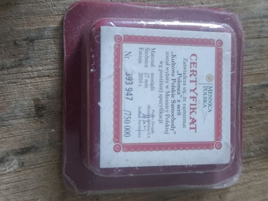 Moneta orlen mennica Polska Polonez . Kultowe Polskie Samochody . Vint