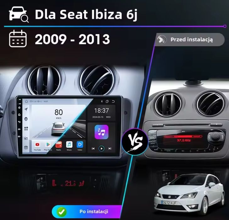 Radio nawigacja Seat Ibiza 6j 2008-ANDROID WIFI GPS bluetooth