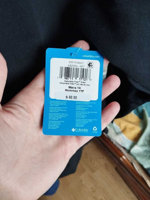 Columbia XL Оригинал Новый Свитер Кофта Худи Черный Коттон