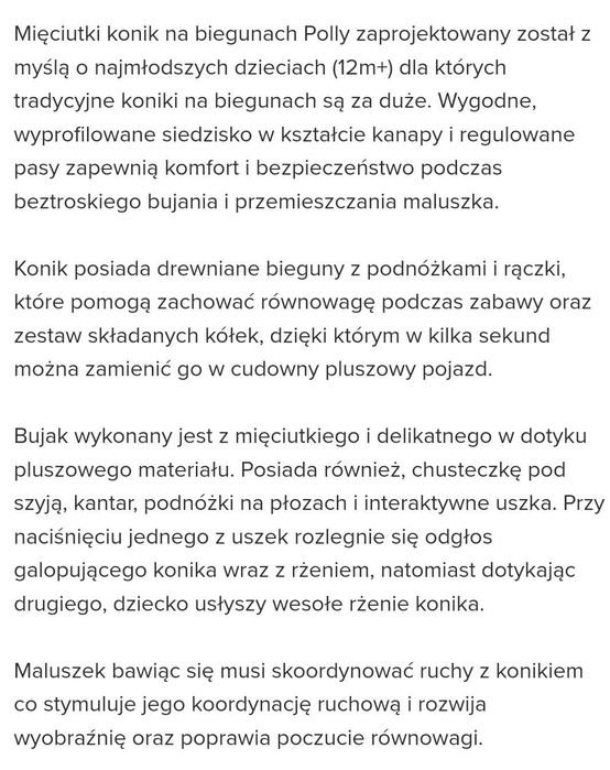 Koń na biegunach jeździk 2w1 milly mally