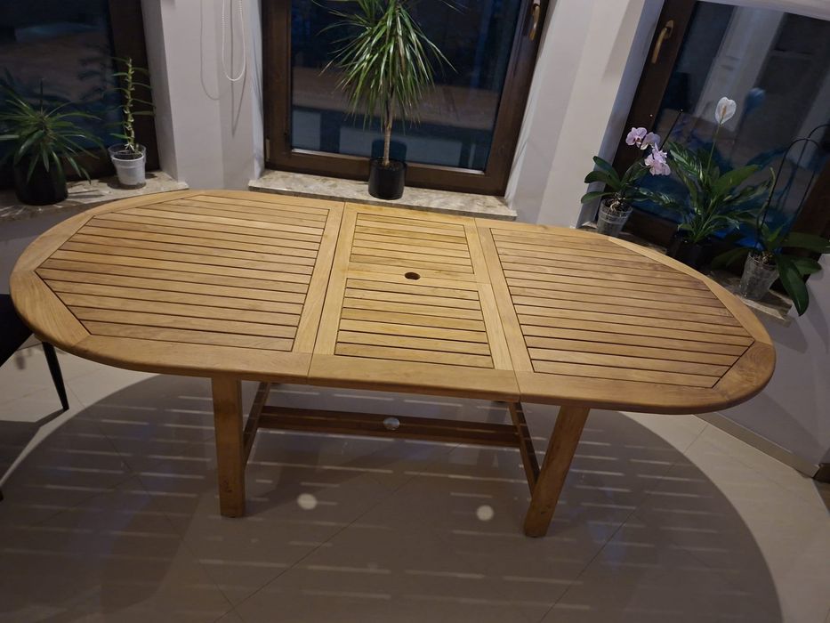 Zestaw ogrodowy stół i 5 krzeseł drewno tekowe