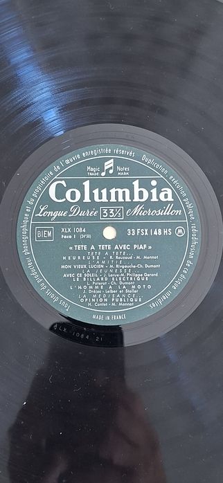 Disco de vinil  , tete a tete avec Piaf