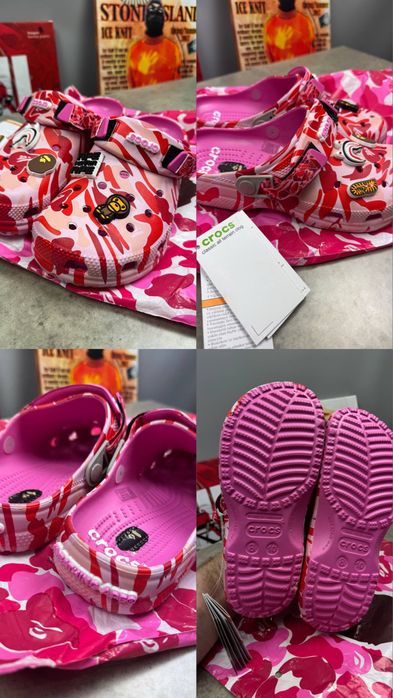 Шльопанці Crocs x Bape/крокси бейп/шльопанці крокс x бейп/crocs