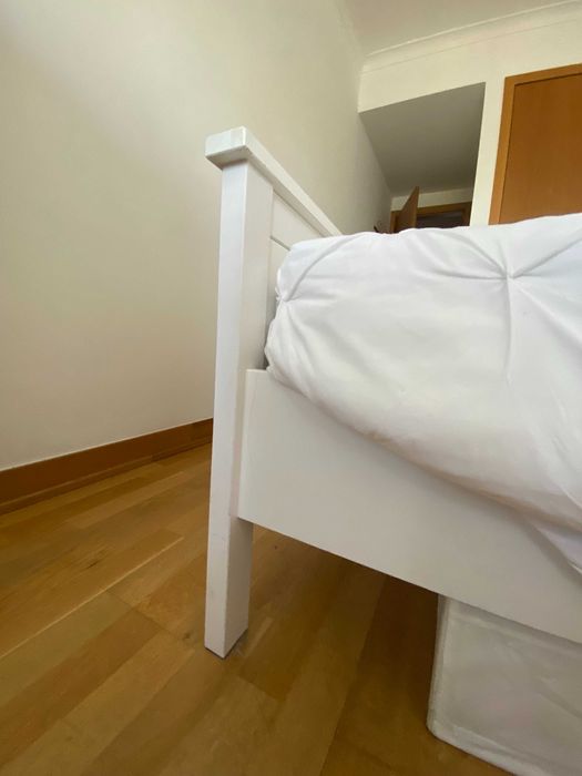 Cama de solteiro IKEA + Estrado de ripas + Colchão Lusocolchão Veneza