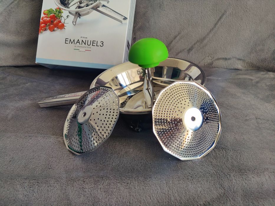 OUTLET Włoski duży nierdzewny przecierak do pomidorów malin OMAC 24cm
