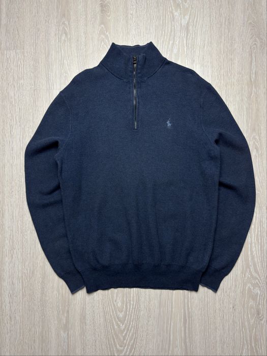 Чоловічий светр Polo Ralph Lauren 1/4 Zip (100% Pima Cotton), Розмір M, Темно-синій