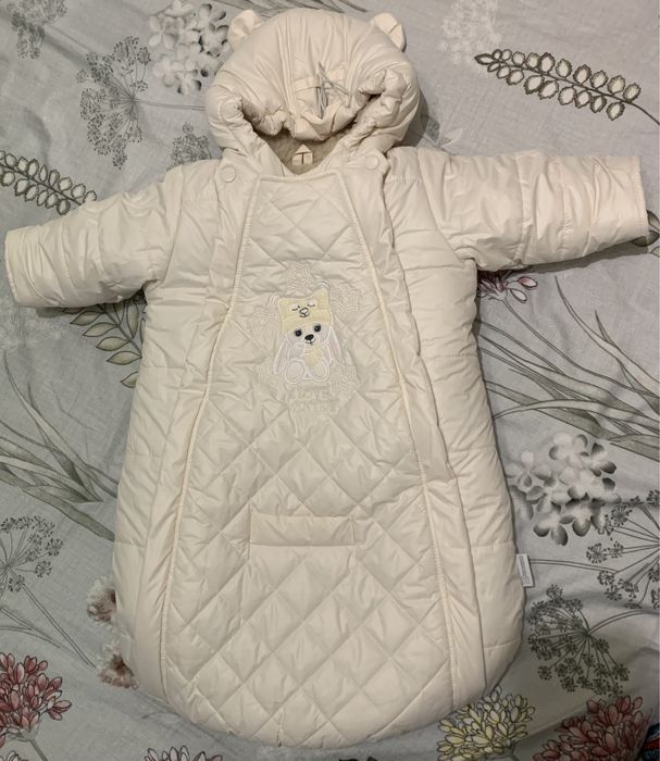 Зимовий, теплий конверт (комбез, комбінезон) для дівчинки 1-5 місяців