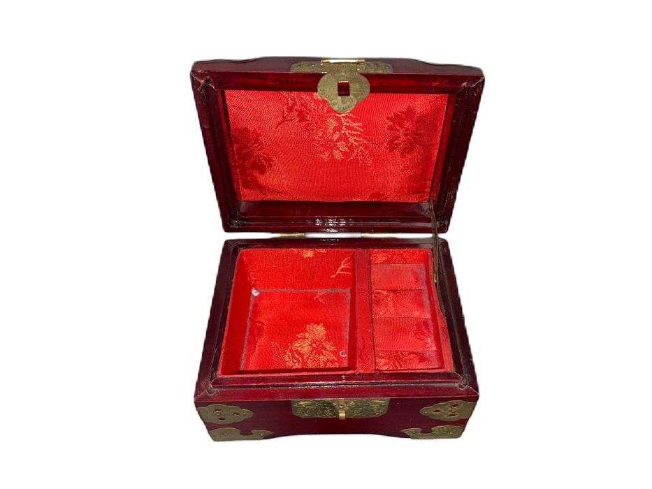 Caixa chinesa oriental pau rosa com jade