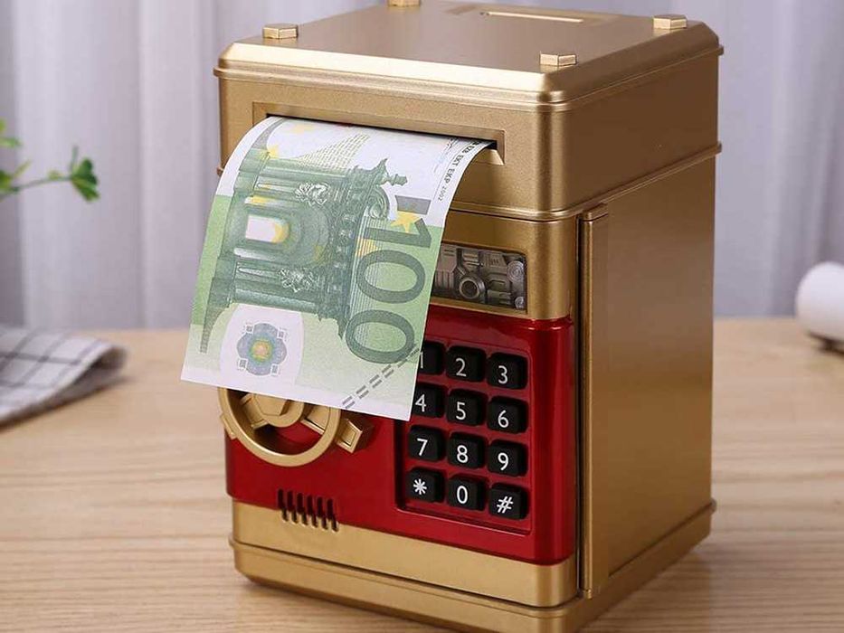 Skarbonka sejf bankomat na kod dostępu banknoty