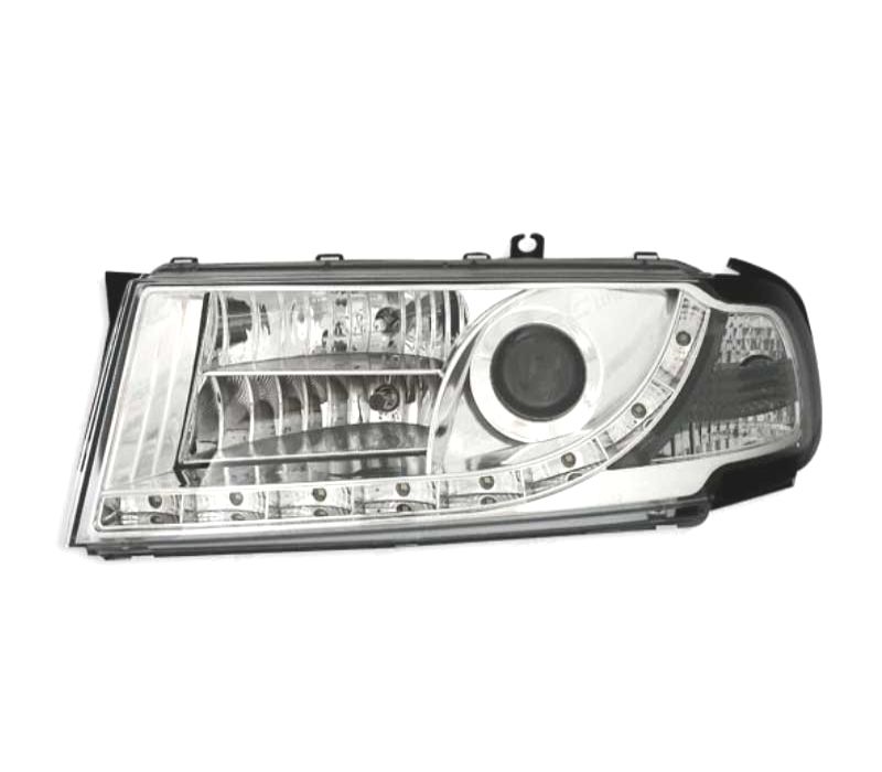 FARÓIS FRONTAIS LUZ DIURNA OCTAVIA 01-04 FUNDO CROMADO