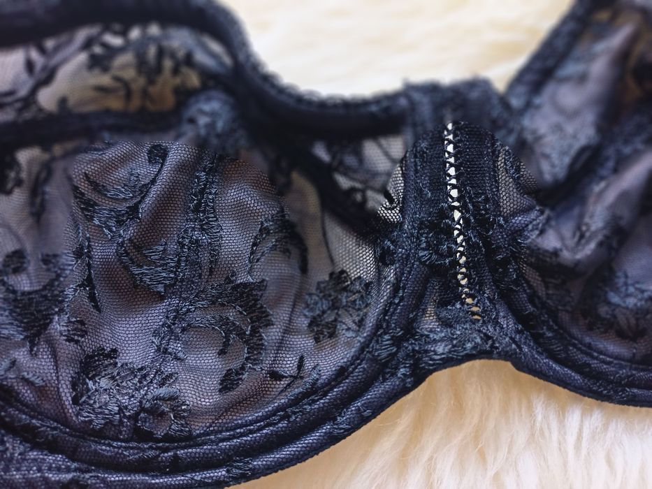 M&S czarny miękki delikatny biustonosz bardotka 70D 32D