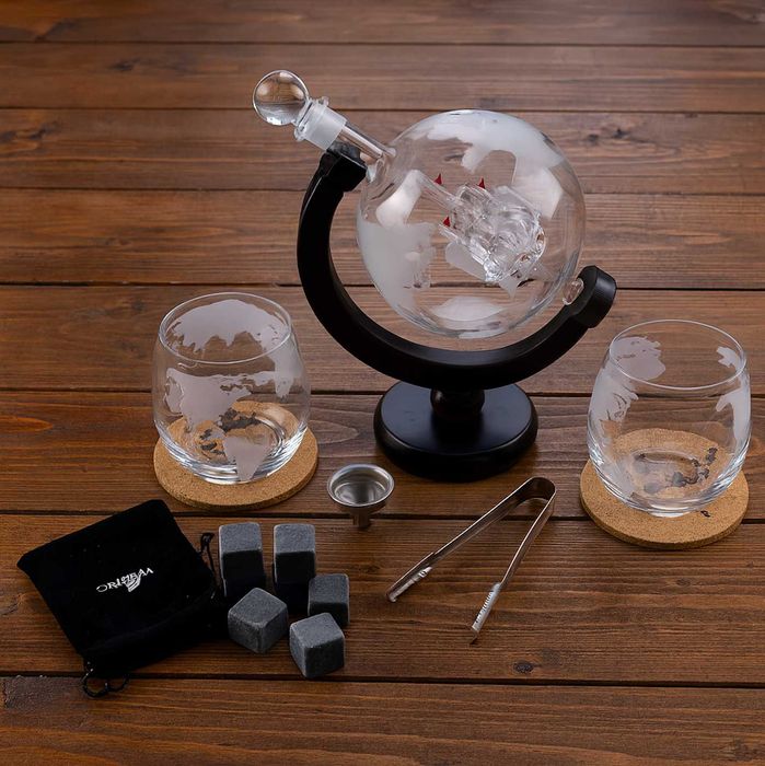 Premium 10w1 Karafka Do Whisky Globus Nalewki Wody Szklanki + Gratisy