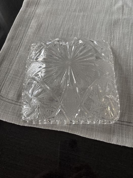 Kryształ szlifowane grube szkło owocarka 21x21 cm