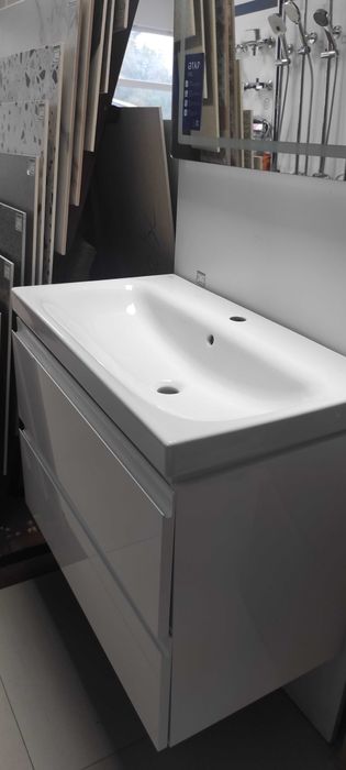 Меблі для ванної кімнати тумба підвісна Moduo з умивальником 80см біла