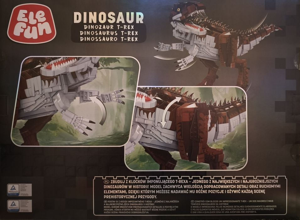 Duży zestaw klocków Elefun  Dinozaur T-Rex 2159 el. nowe.