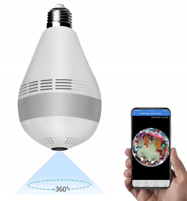 Kamera szpiegowska w żarówce żarówka WiFi  kamerka Podsłuch Aplikacja